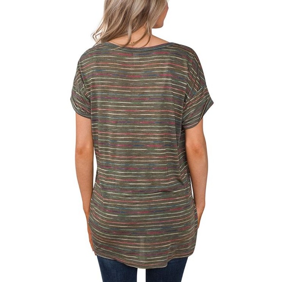 LAST ONE!! Green & Multi Color Front Pocket Tee - Picture 3 of 8